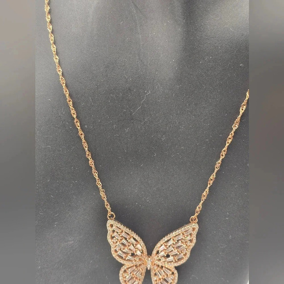 Rose Sterling Silver Cubic Zirconia Butterfly Necklace *Nordstrom* - Picture 4 of 7